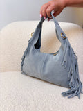 Fringe handbag – Lichtblauw